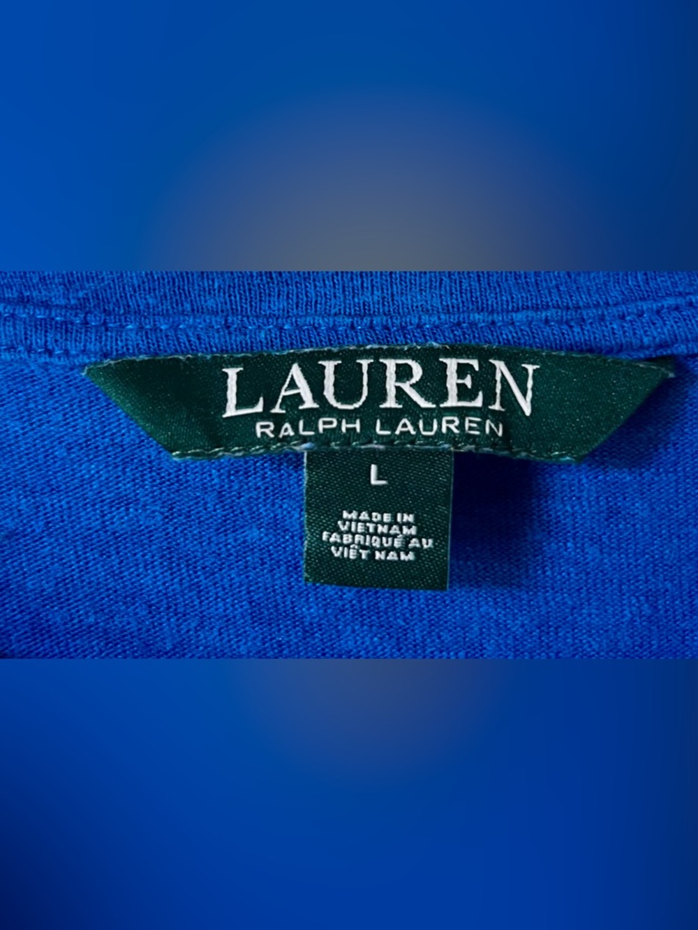Lauren Ralph Lauren Daharlyn Twist Front Linen Blend Logo Tee Colby Blue Size L - Picture 8 of 9